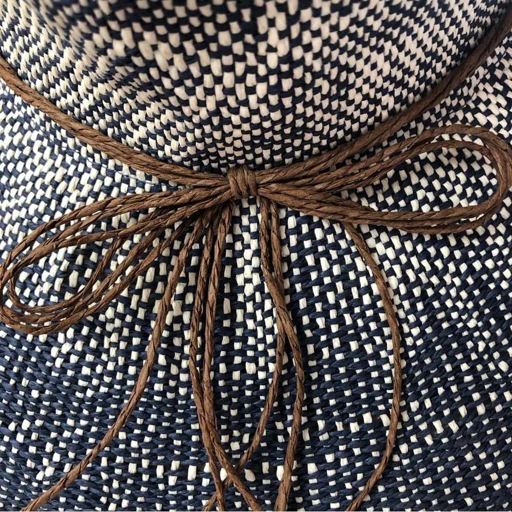 unbranded sun hat cool indigo and cream ombré effect raffia wrap around one sz. - Picture 2 of 7